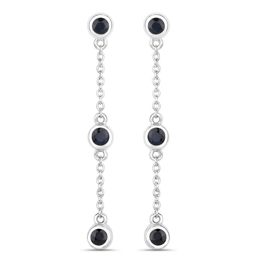 Bids.com 0.66 Carat Genuine Blue Sapphire .925 Sterling Silver Earrings Earrings White Smoke