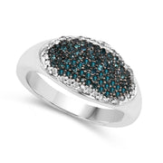 Bids.com 0.45 Carat Genuine Blue Diamond and White Diamond .925 Sterling Silver Ring Rings White Smoke size 6.00,size 7.00,size 8.00,size 9.00