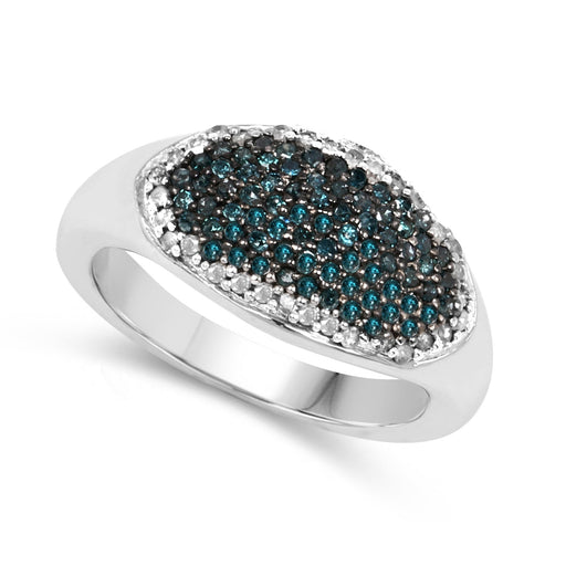 Bids.com 0.45 Carat Genuine Blue Diamond and White Diamond .925 Sterling Silver Ring Rings White Smoke size 6.00,size 7.00,size 8.00,size 9.00