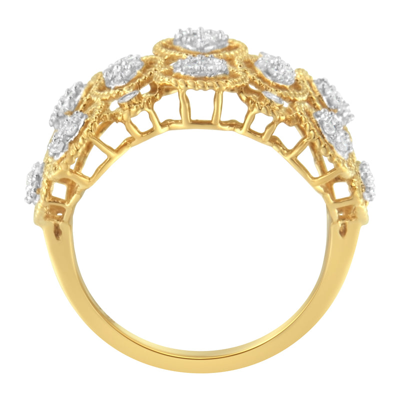 Bids.com 14K Yellow Gold Diamond Art Deco Ring (1/2 Cttw, H-I Color, I1 Clarity) - Size 7 Rings White Smoke 8 / Yellow.Gold,6 / Yellow.Gold,7 / Yellow.Gold