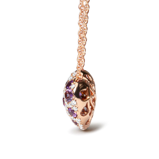 Bids.com 18K Rose Gold 3/4 Cttw Diamond and Purple Amethyst Cluster Heart Shape 18" Pendant Necklace (G-H Color, SI1-SI2 Clarity) Necklaces White Smoke Rose.Gold / 18