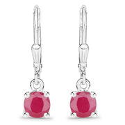 Bids.com 1.20 Carat Genuine Ruby .925 Sterling Silver Earrings Earrings White Smoke