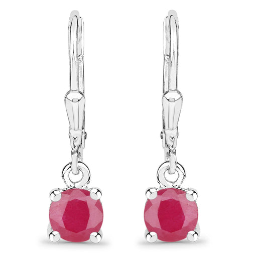Bids.com 1.20 Carat Genuine Ruby .925 Sterling Silver Earrings Earrings White Smoke