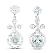 Bids.com 4.42 Carat Genuine Aquamarine and White Zircon .925 Sterling Silver Earrings Earrings White Smoke
