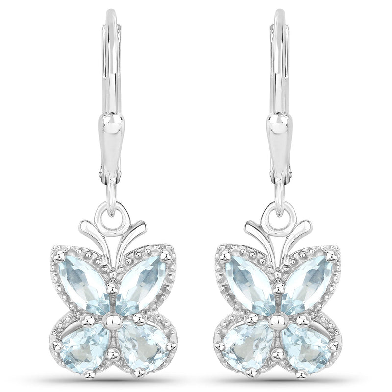 Bids.com 1.76 Carat Genuine Aquamarine .925 Sterling Silver Earrings Earrings White Smoke