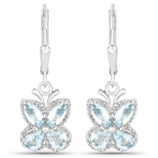 Bids.com 1.76 Carat Genuine Aquamarine .925 Sterling Silver Earrings Earrings White Smoke