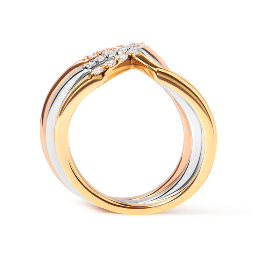 Bids.com 14K Gold 1/4 Cttw Diamond Geometrical Chevron V Stackable Band Ring Set (G-H Color, SI1-SI2 Clarity) - Size 7 Rings White Smoke 7 / YellowWhiteRose.Gold