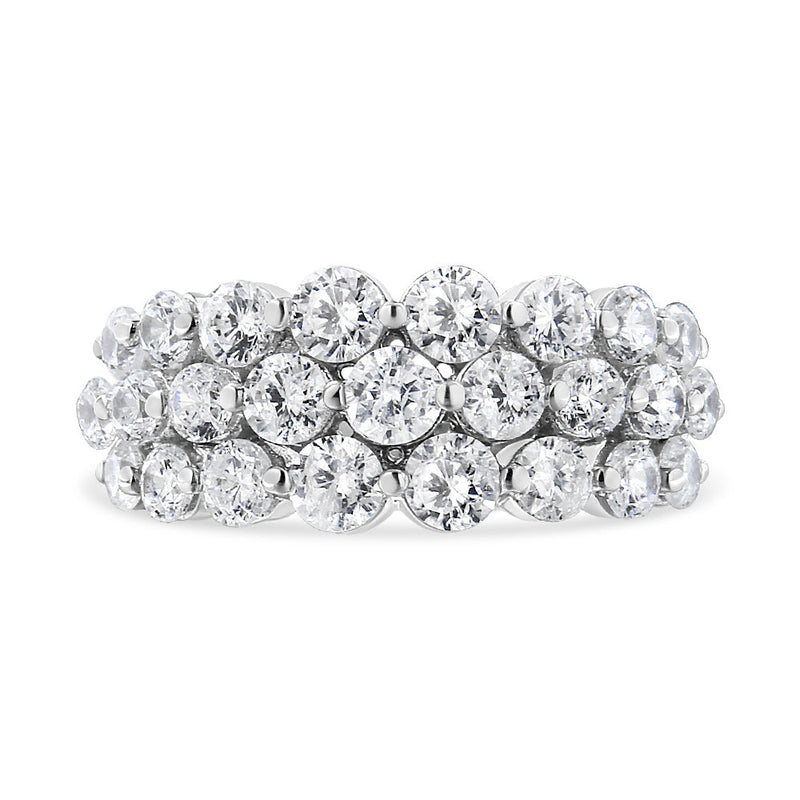 Bids.com 10K White Gold 2 1/2 Cttw Round Natural Diamond 3 Row Band Ring (I-J Color, I1-I2 Clarity) - Ring Size 7 Rings White Smoke 9 / White.Gold,6 / White.Gold,8 / White.Gold,7 / White.Gold