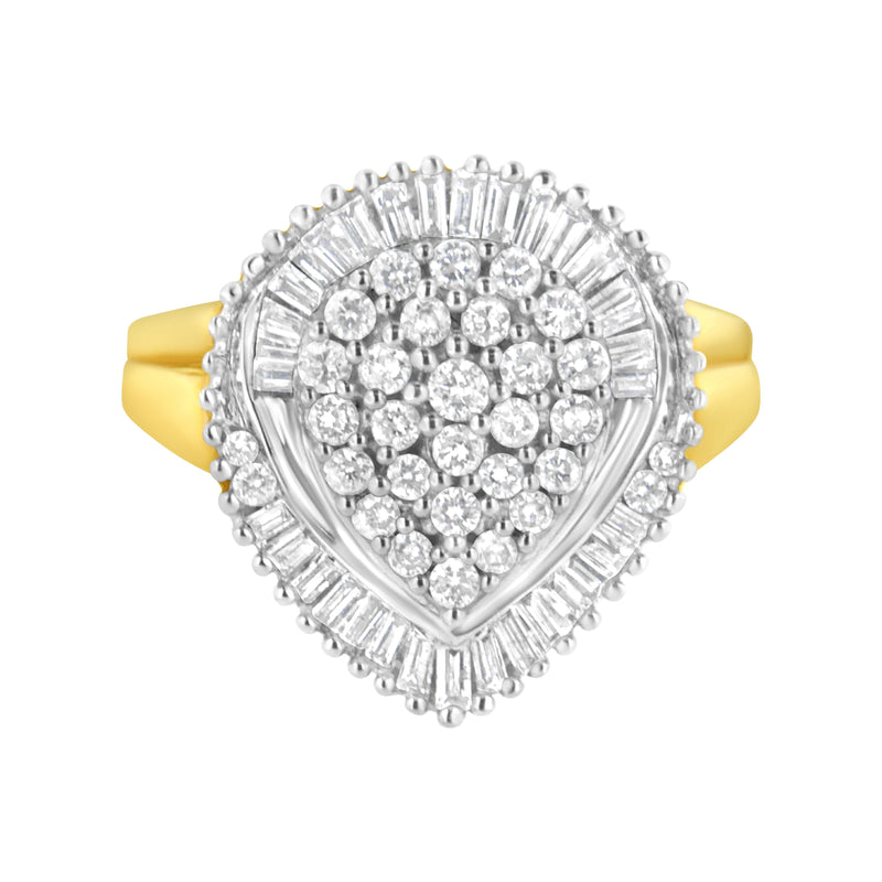 Bids.com 10K Yellow Gold 1.0 Cttw Round and Baguette Cut Diamond Oval Shaped Cluster Ring (I-J Color, I1-I2 Clarity) - Size 7 Rings White Smoke 8 / Yellow.Gold,7 / Yellow.Gold,6 / Yellow.Gold,9 / Yellow.Gold
