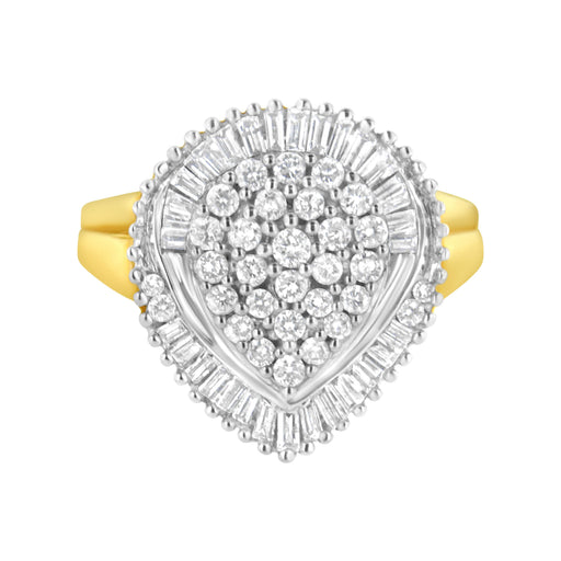 Bids.com 10K Yellow Gold 1.0 Cttw Round and Baguette Cut Diamond Oval Shaped Cluster Ring (I-J Color, I1-I2 Clarity) - Size 7 Rings White Smoke 8 / Yellow.Gold,7 / Yellow.Gold,6 / Yellow.Gold,9 / Yellow.Gold