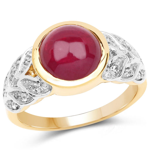 Bids.com 5.11 Carat Glass Filled Ruby and White Topaz .925 Sterling Silver Ring Rings White Smoke size 6.00,size 8.00,size 7.00,size 9.00,size 5.00