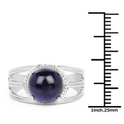 Bids.com 3.65 Carat Genuine Iolite .925 Sterling Silver Ring Rings White Smoke size 6.00,size 7.00,size 8.00,size 9.00