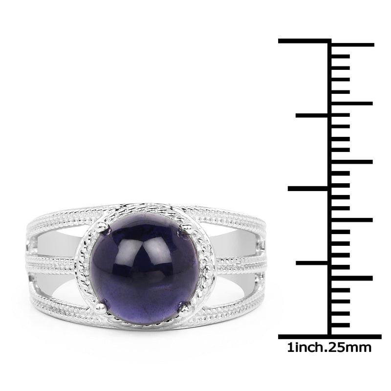 Bids.com 3.65 Carat Genuine Iolite .925 Sterling Silver Ring Rings White Smoke size 6.00,size 7.00,size 8.00,size 9.00