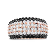 Bids.com 18K Rose Gold 2 1/5 Cttw Black and White Diamond 6 Row Band Ring (F-G and Black Color, VS1-VS2 Clarity) - Ring Size 7 Rings White Smoke 7 / Rose.Gold