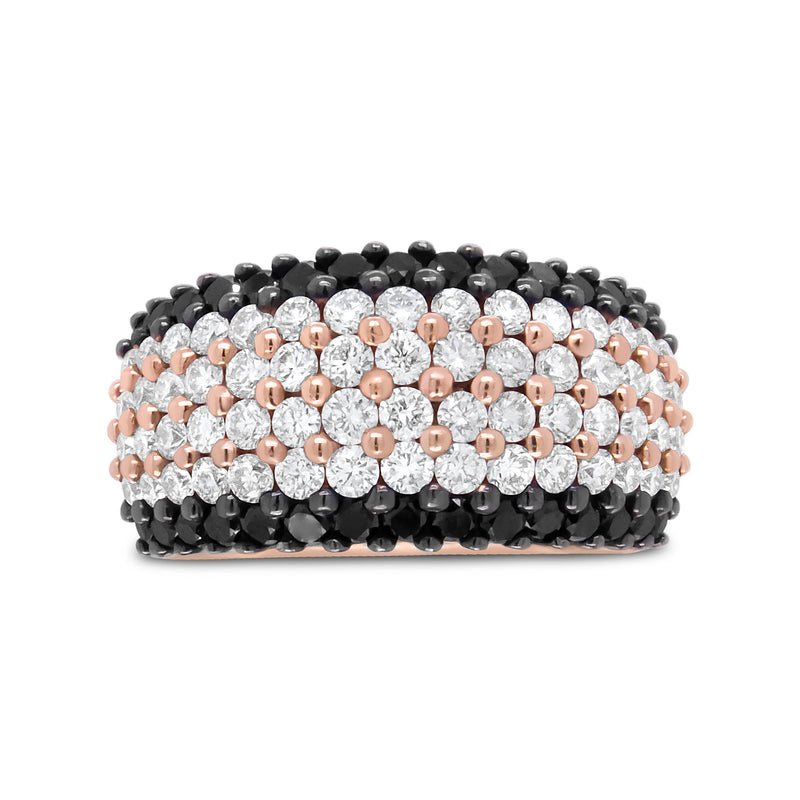 Bids.com 18K Rose Gold 2 1/5 Cttw Black and White Diamond 6 Row Band Ring (F-G and Black Color, VS1-VS2 Clarity) - Ring Size 7 Rings White Smoke 7 / Rose.Gold