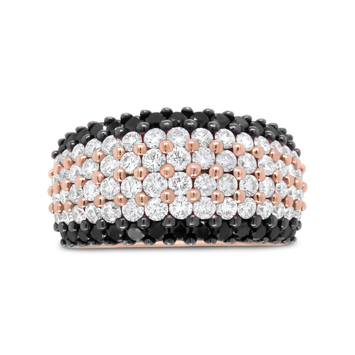Bids.com 18K Rose Gold 2 1/5 Cttw Black and White Diamond 6 Row Band Ring (F-G and Black Color, VS1-VS2 Clarity) - Ring Size 7 Rings White Smoke 7 / Rose.Gold