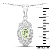 Bids.com 0.55 Carat Genuine Peridot and White Topaz .925 Sterling Silver Pendant Pendants White Smoke
