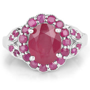 Bids.com 4.43 Carat Glass Filled Ruby and Ruby .925 Sterling Silver Ring Rings White Smoke size 6.00,size 7.00,size 8.00,size 9.00,size 5.00