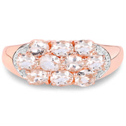 Bids.com 1.50 Carat Genuine Morganite .925 Sterling Silver Ring Rings White Smoke size 7.00,size 6.00,size 8.00,size 9.00,size 5.00