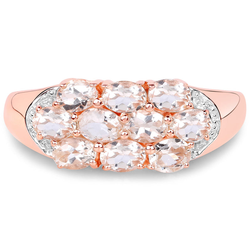 Bids.com 1.50 Carat Genuine Morganite .925 Sterling Silver Ring Rings White Smoke size 7.00,size 6.00,size 8.00,size 9.00,size 5.00