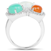 Bids.com 4.82 Carat Genuine Multi Stone .925 Sterling Silver Ring Rings White Smoke size 6.00,size 8.00,size 7.00,size 9.00