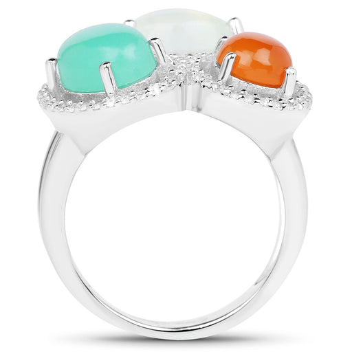 Bids.com 4.82 Carat Genuine Multi Stone .925 Sterling Silver Ring Rings White Smoke size 6.00,size 8.00,size 7.00,size 9.00