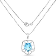 Bids.com 7.60 Carat Genuine Blue Topaz .925 Sterling Silver Pendant Pendants White Smoke