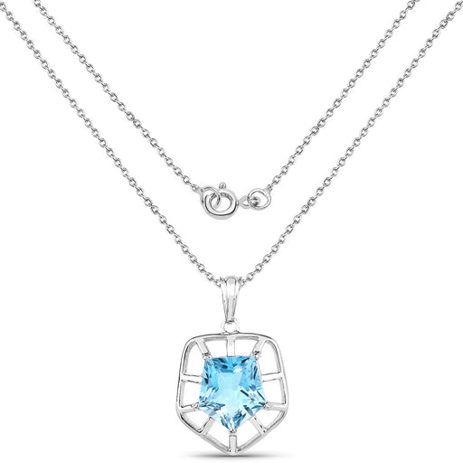 Bids.com 7.60 Carat Genuine Blue Topaz .925 Sterling Silver Pendant Pendants White Smoke