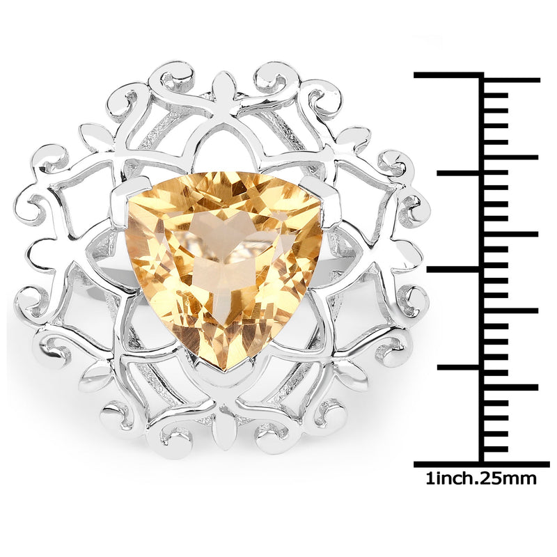 Bids.com 5.71 Carat Genuine Citrine .925 Sterling Silver Ring Rings White Smoke size 7.00,size 6.00,size 8.00,size 9.00