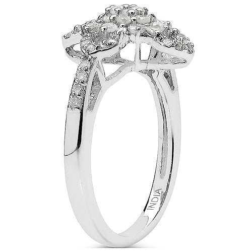 Bids.com 0.63 Carat Genuine White Diamond & Yellow Diamond .925 Sterling Silver Ring Rings White Smoke size 7.00,size 6.00,size 8.00,size 9.00