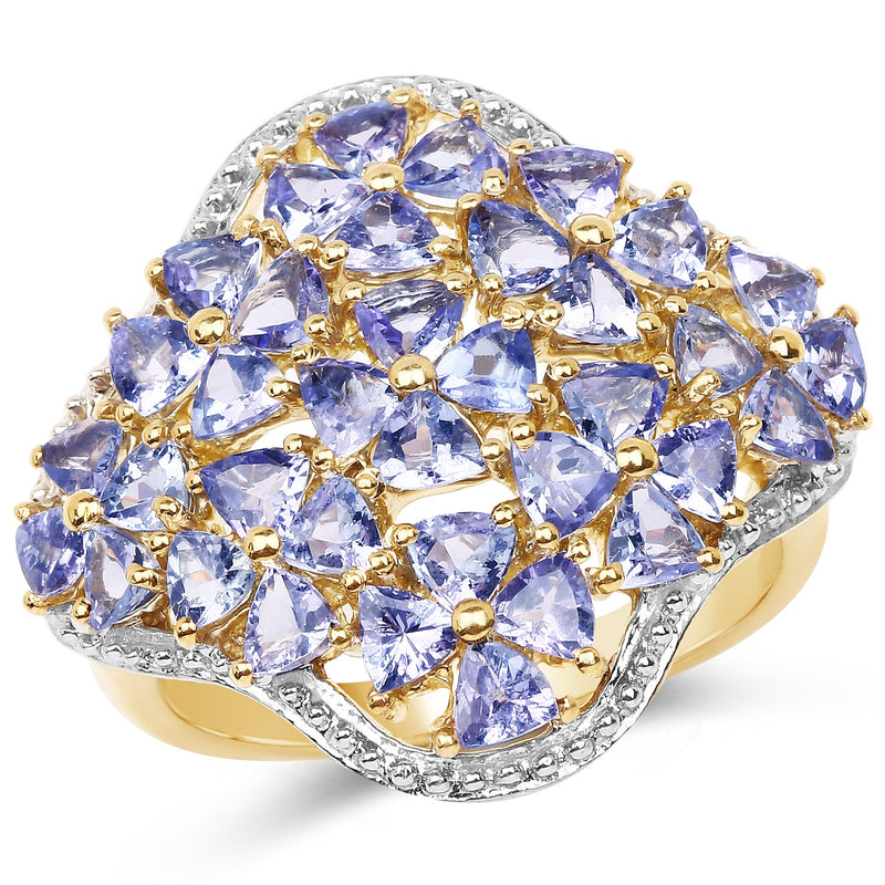 Bids.com 14K Yellow Gold Plated 3.60 Carat Genuine Tanzanite .925 Sterling Silver Ring Rings White Smoke size 6.00,size 7.00,size 8.00,size 9.00,size 5.00,size 10.00