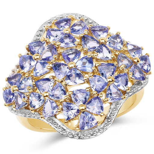 Bids.com 14K Yellow Gold Plated 3.60 Carat Genuine Tanzanite .925 Sterling Silver Ring Rings White Smoke size 6.00,size 7.00,size 8.00,size 9.00,size 5.00,size 10.00