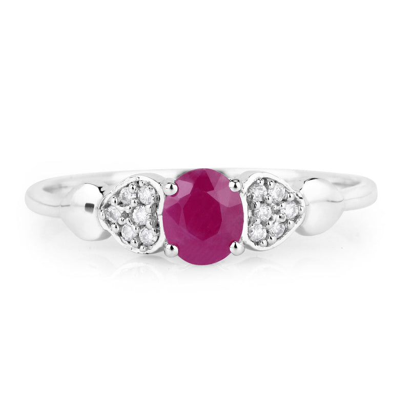 Bids.com 0.36 Carat Genuine Ruby and White Diamond 14K White Gold Ring Rings White Smoke size 5.00,size 6.00,size 7.00,size 8.00,size 9.00