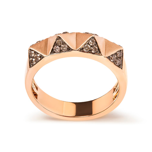 Bids.com 14K Rose Gold 1/4 Cttw Brown Diamond Pyramid Band Ring (Brown Color, SI1-SI2 Clarity)- Size 7 Rings White Smoke 7 / Rose.Gold