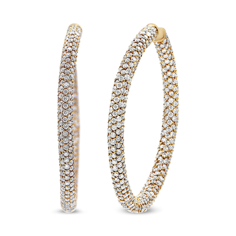 Bids.com 18K Rose Gold 6.90 Cttw Pave Set Diamond Inside Out Eternity Hoop Earrings (F-G Color, VS1-VS2 Clarity) Earrings White Smoke Rose.Gold / 6.9