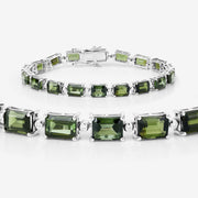 Bids.com 19.04 Carat Genuine Green Tourmaline and White Diamond 14K White Gold Bracelet Bracelets White Smoke size 7.00