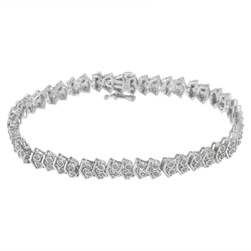 Bids.com .925 Sterling Silver 1.0 cttw Diamond "Arrow" Shape Tennis Link Bracelet (I-J Color, I3 Clarity) -7.25" Bracelets White Smoke White.Sterling Silver / 7.25