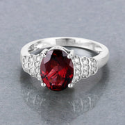 Bids.com 2.87 Carat Genuine Rhodolite and White Diamond 14K White Gold Ring Rings Dark Gray size 6.00,size 7.00,size 8.00,size 9.00