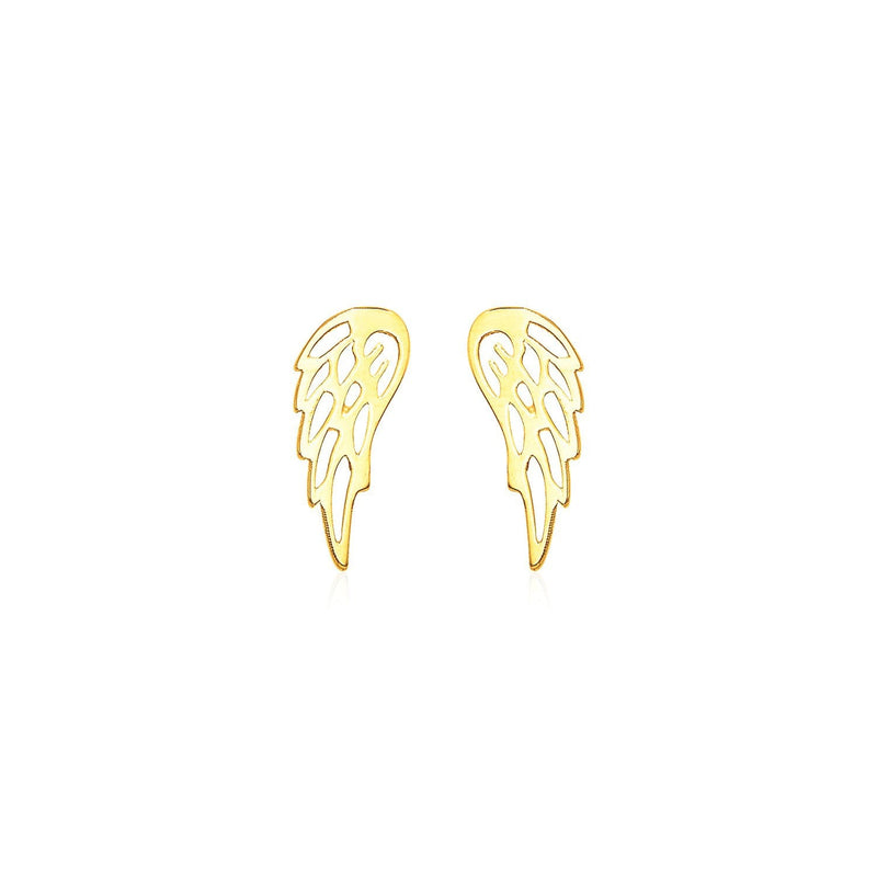 Bids.com 14k Yellow Gold Polished Wing Post Earrings Earrings White Smoke Yellow Gold