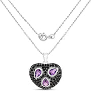 Bids.com 3.19 Carat Genuine Amethyst and Black Spinel .925 Sterling Silver Pendant Pendants White Smoke