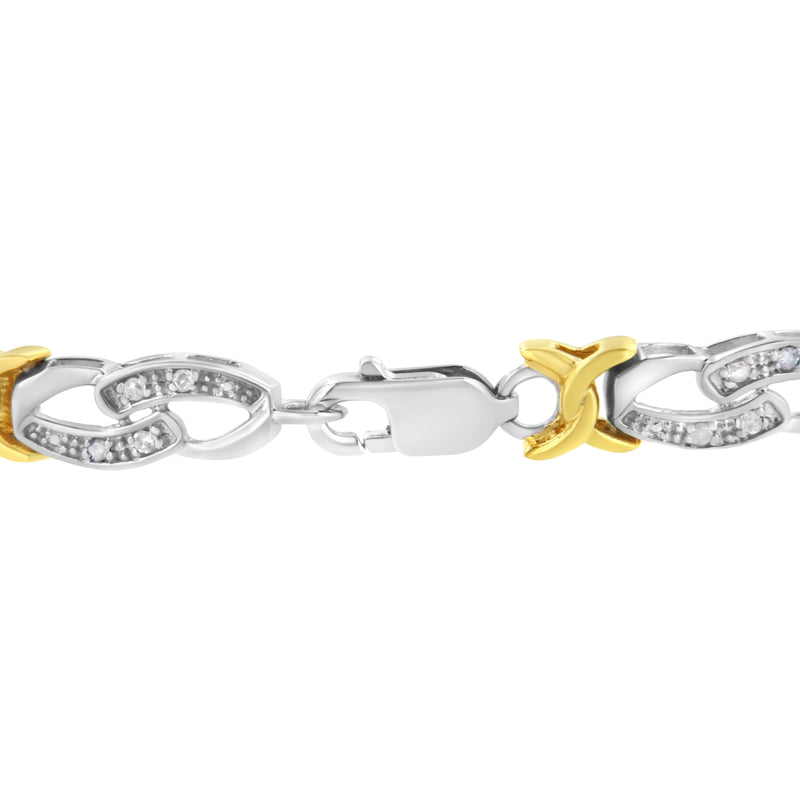 Bids.com 10k Yellow Gold Plated Sterling Silver 1/4 cttw Diamond Infinity and X Link Bracelet (I-J Clarity, I2-I3 Color) - Size 7.25" Bracelets White Smoke YellowWhite.Sterling Silver / 7.25