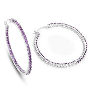 Bids.com 3.00 Carat Genuine Amethyst .925 Sterling Silver Earrings Earrings White Smoke