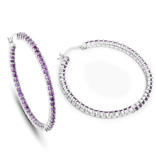 Bids.com 3.00 Carat Genuine Amethyst .925 Sterling Silver Earrings Earrings White Smoke