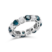 Bids.com 14K White Gold 6 1/4 Cttw Alternating Lab-Grown White and Natural Treated Blue Diamond Eternity Band Ring (F-G Color, VS1-VS2 Clarity) Rings White Smoke 7.5 / White.Gold,7 / White.Gold,9 / White.Gold,6 / White.Gold,8 / White.Gold,6.5 / White.Gold,8.5 / White.Gold