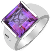 Bids.com 5.21 Carat Genuine Amethyst & White Diamond .925 Sterling Silver Ring Rings White Smoke size 8.00,size 6.00,size 7.00,size 9.00