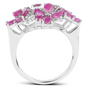 Bids.com 3.51 Carat Genuine Ruby and White Zircon .925 Sterling Silver Ring Rings White Smoke size 6.00,size 7.00,size 8.00,size 5.00,size 9.00