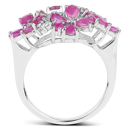 Bids.com 3.51 Carat Genuine Ruby and White Zircon .925 Sterling Silver Ring Rings White Smoke size 6.00,size 7.00,size 8.00,size 5.00,size 9.00