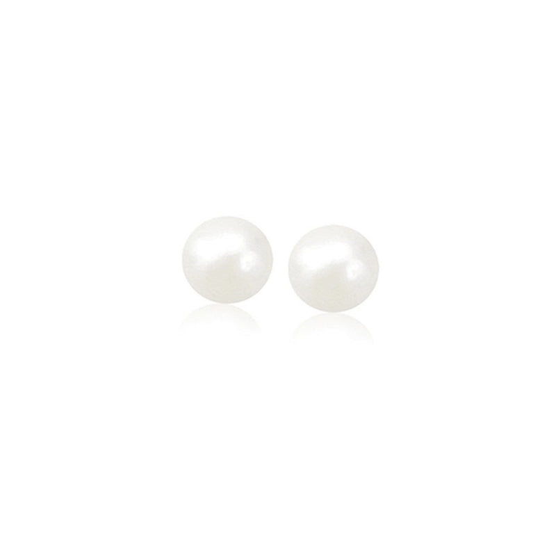 Bids.com 14k Yellow Gold Freshwater Cultured White Pearl Stud Earrings (4.0 mm) Earrings White Smoke Yellow Gold