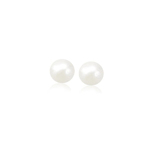 Bids.com 14k Yellow Gold Freshwater Cultured White Pearl Stud Earrings (4.0 mm) Earrings White Smoke Yellow Gold