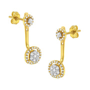 Bids.com 14K Yellow Gold Plated .925 Sterling Silver 5/8 Cttw Diamond Removable Stud and Dangle Earrings (I-J Color, I2-I3) Earrings White Smoke Yellow.Sterling Silver / 0.58